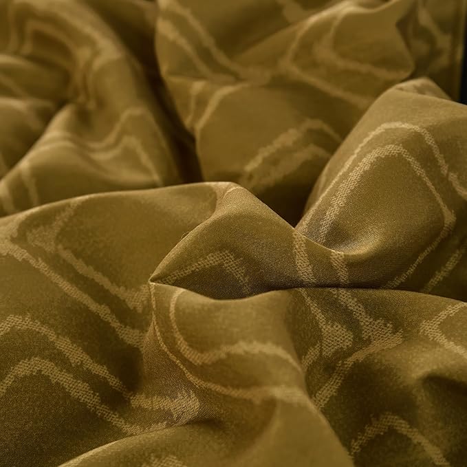 Dinjoy Boho Queen Comforter Set Gray Yellow,7 Piece Bed in a Bag Queen Size Warm Striped Mustard Grey Bedding Sets Plaid Fall Comforters Set with Sheets for Family All Season
