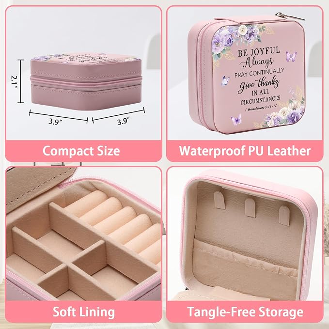 GAOLZIUY Christian Jewelry Box Gifts for Women, Spiritual Religious Gifts for Women Faith, Prayer Bible Verse Gratitude Travel Jewelry Case for Female Friend, Bestie, Sister - Image 3