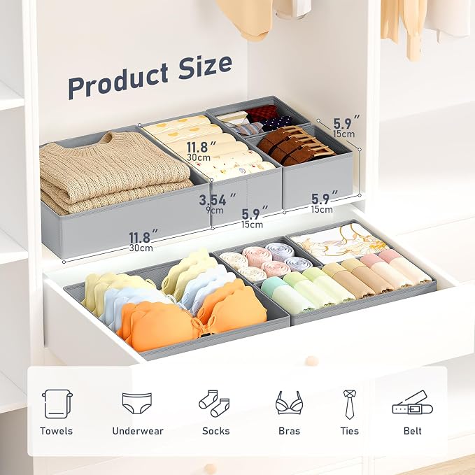 DIMJ Drawer Organizer Clothes Storage - 28 Pack Baby Dresser Organizer for Nursery, Foldable Closet Drawer Organizer Bins for Bedroom Organization, Fabric Storage Dividers for Socks, Underwears, Bras - Image 2