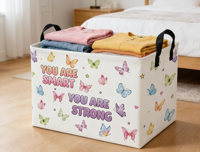Rectangular Kids Baskets Butterfly Basket Cute Storage Bins Organizer Box Boys Room Decor for Home.(Color butterfly) - Image 5