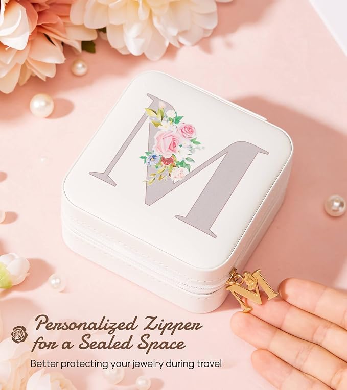 Enthralite Travel Jewelry Box for Girls: Traveling Jewelry Case Gift for Women - Mini Organizer for Necklaces Earrings White M - Image 4