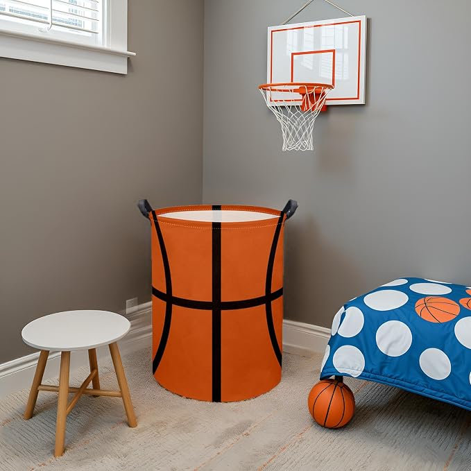 HIYAGON Basketball Kids Laundry hamper Baby Hamper for Nursery Boy and Girl Kids Cute Kids Toys Storage Bin Organizer Basketball Room Decor for Home(Basketball Pattern) - Image 4