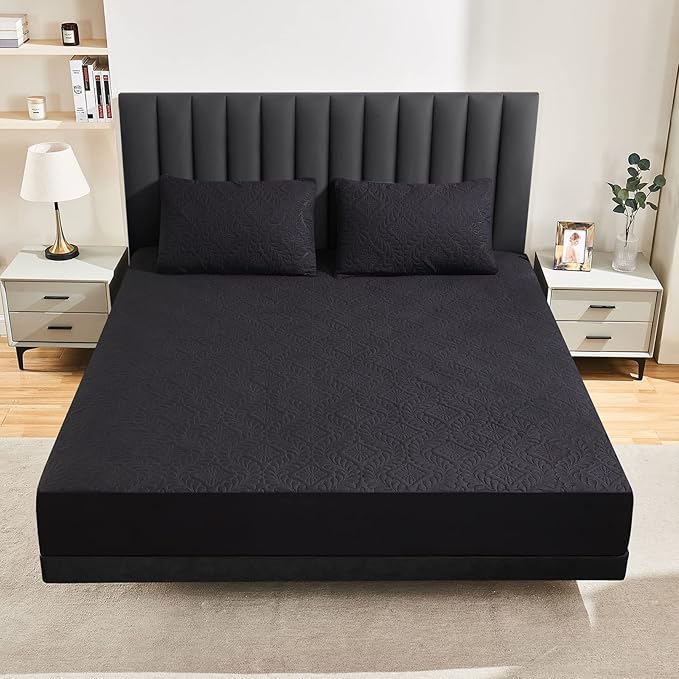 Sufdari Quilted Fitted Waterproof Mattress Cover, Breathable & Noiseless Mattress Pad, Ultra Soft Bed Cover Fits Up to 8-18" Deep Pocket