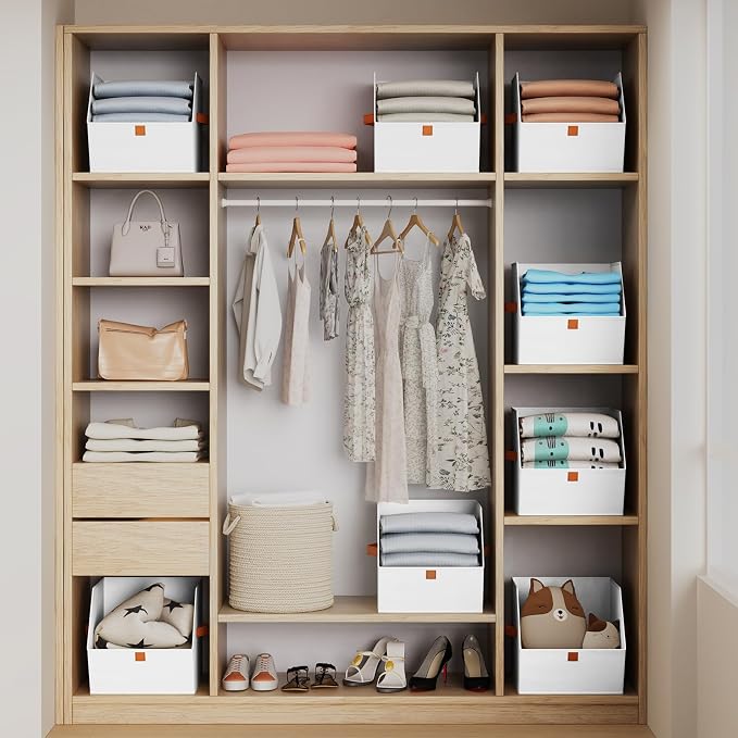 Homsorout Fabric Closet Storage Cubes - 6 Pack Square Storage Bins with Dual Handles for Clothes, Towels, Toys, Cube Storage Organizers for Bedroom, Nursery, Shelves, Closet, Small Spaces, White - Image 6