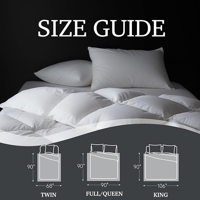 Hotel Grand White Goose Feather Down Fiber Comforter King Size, 100% Cotton Duvet Insert King, Hotel Luxury Hypoallergenic Comforter Lightweight Bedding Comforter with 8 Corner Loops, 106 x 90 Inch