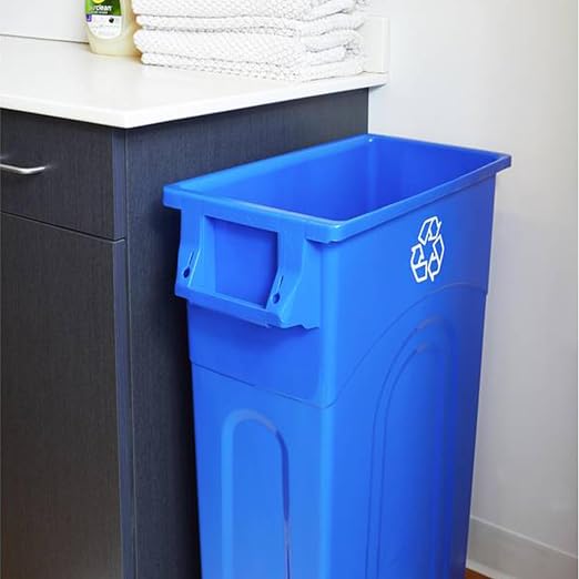 United Solutions Highboy Recycling Container, 23 Gallon, Space Saving Slim Profile and Easy Bag Removal for Indoor or Outdoor use, Recycle Blue, Plastic - Image 5