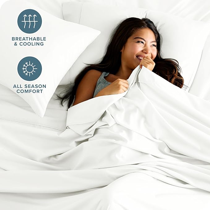 Bare Home Split California King Sheet Set - 1800 Ultra-Soft Microfiber Bed Sheets - Double Brushed - Deep Pockets - Easy Fit - 5 Piece Set - Bed Sheets (Split Cal King, Cream)