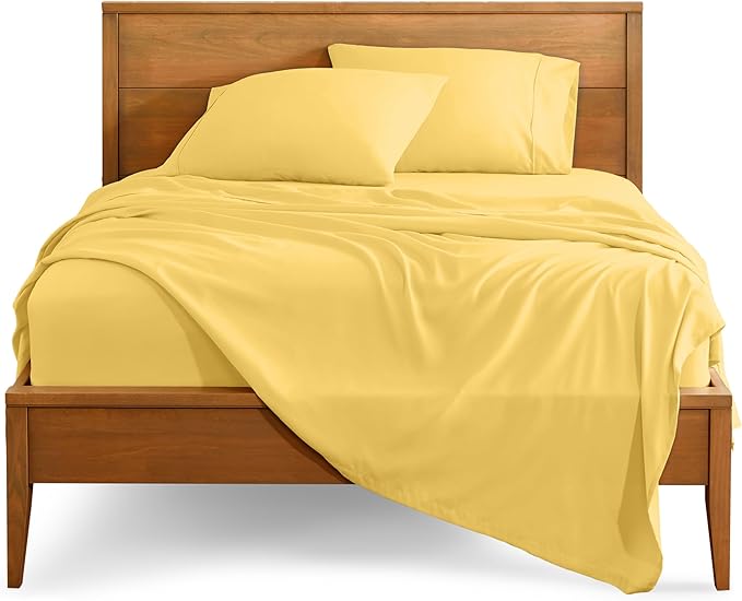 Bare Home Twin XL Sheet Set - 1800 Ultra-Soft Microfiber Twin Extra Long Bed Sheets - Double Brushed - Deep Pockets - Easy Fit - 3 Piece Set - Bedding Sheets & Pillowcases (Twin XL, Lemon Drop)
