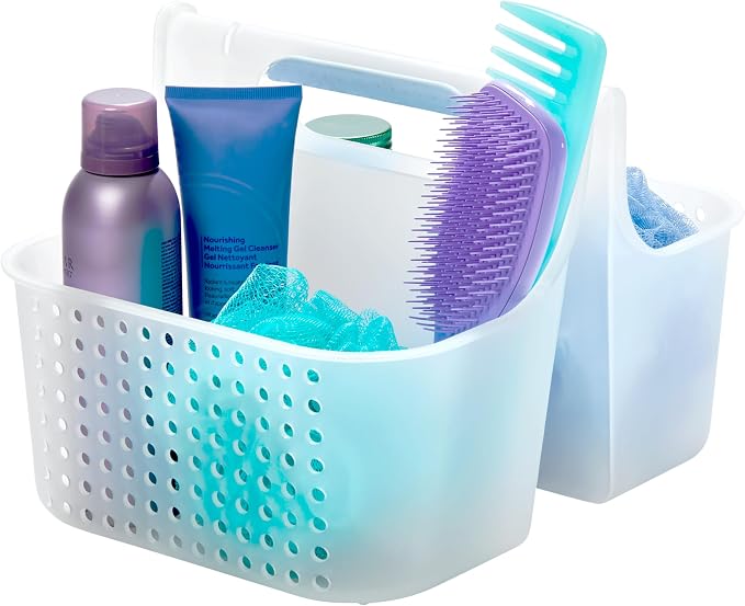 madesmart Large Portable Shower Caddy, Hold Soap, Shampoo, Hair Supplies and Beauty Products, Cleaning Supplies Organizer for Home, Dorm, Plastic Shower Tote, Soft Handle, Blue by madesmart%C2%AE