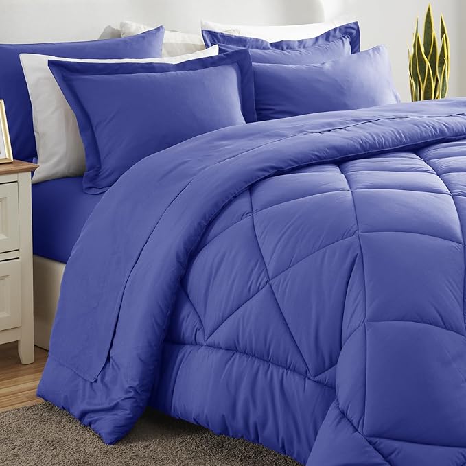 CozyLux Queen Comforter Set Very Peri - Bed in a Bag Queen Size 7 Pieces, Luxury Soft Bed Set for All Seasons, Bedding Set with Down Alternative Comforter, Sheets, Pillowcases & Shams