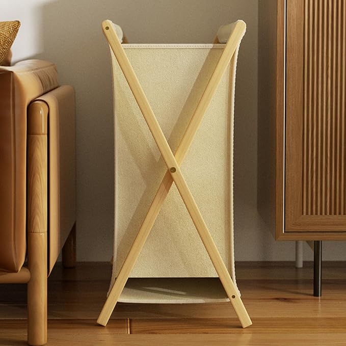 DUMDUM Simple, Eco-Friendly Foldable Laundry Hamper with X-Frame, Multi-Size for Dorm, Bedroom, RV(Beige, Small) - Image 8