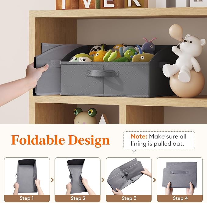 Lifewit Trapezoid Closet Storage Bins for Shelf, 6 Packs Non-woven Closet Organizer Baskets with Handles, Foldable Clothes Containers Boxes for Clothing, Book, Purse, 19L, Large, Gray - Image 6