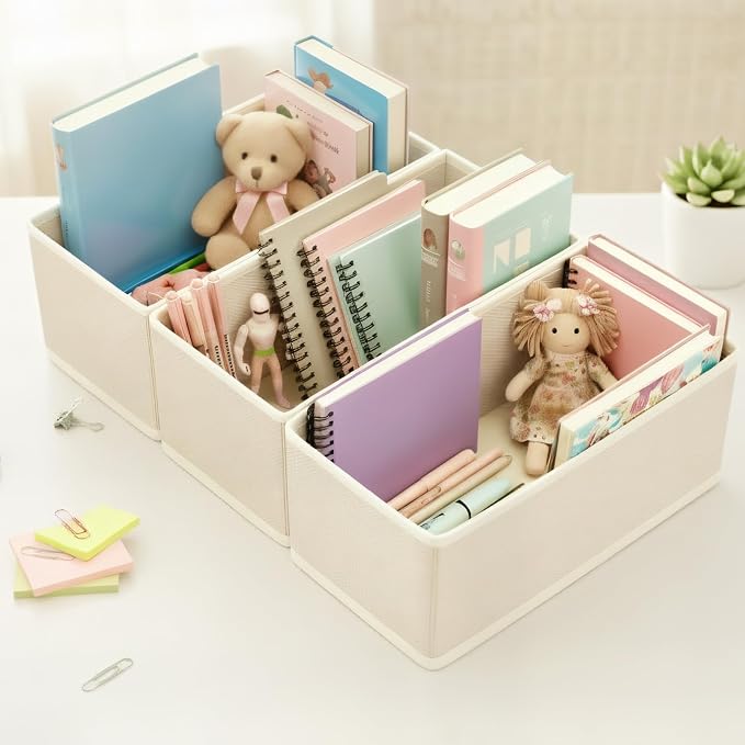 Small Drawer Organizer Clothes 3 Pack Khaki, 11' Socks and Underwear Fabric Storage Bins, Wardrobe Closet Dresser Drawer Dividers for Bra Baby Clothes - Image 8