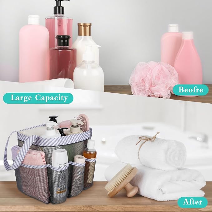 Attmu 2 Pack Mesh Shower Caddy Portable, Quick Dry Hanging Shower Tote Bag for College Dorm Room Essentials, Large Capacity Shower Caddy Dorm for Bathroom Gym Swimming - Image 5