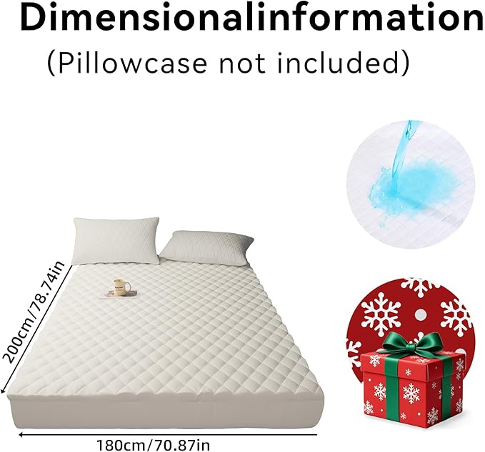 Mattress Cover, Waterproof Mattress Cover, Full-Size Ultra-Soft and Breathable, Machine Washable, Suitable for Home, Bedroom, and Hotel Use.(White Queen)