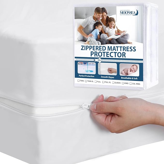 Zippered Waterproof Mattress Protector King, 6-Side Waterproof Mattress Encasement, King Mattress Cover, Box Spring Encasement (1 Pack)