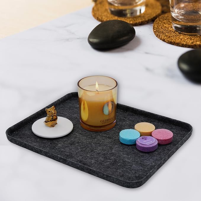 Welaxy felt tray Lid for Storage Bins Drawer Organizer bin cap of box for junk stuff stationery makeup jewelry closet bathroom minimalist lifestyle (Charcoal Lid, M) - Image 2