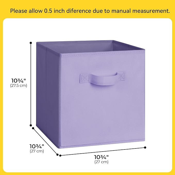 Cupic Cupid 11 Inch Storage Cube, Fabric Cube Storage Bin with Handles, Storage Cube Organizer for Clothes and Toys, Collapsible Cube Bins for Closet, Shelves, Nursery, 6-Pack, Purple Gradient - Image 2