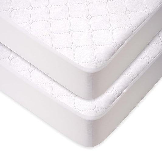 American Baby Company 2 Pack Waterproof Fitted Crib Mattress Protector 52" x 28" - Quilted, Noiseless, Ultra-Soft & Breathable Crib & Toddler Mattress Pad Cover