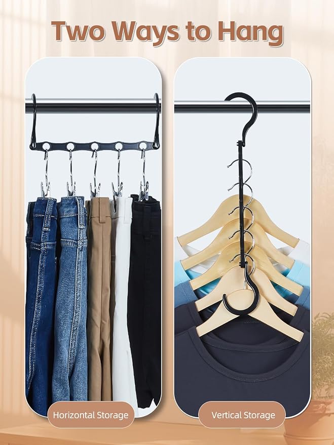 HOUSE DAY Black Magic Space Saving Hangers 10 Pack, Premium Smart Hanger Hooks, Sturdy Cascading Hangers with 5 Holes for Heavy Clothes, Closet Organizers and Storage, College Dorm Room Essentials - Image 4