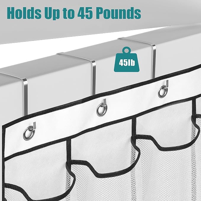 VOPTON 28Large Pockets Over The Door Shoe Organizer, Hanging Shoe Organizer for Closet, Premium Clear Shoe Rack for Door, Shoes Hanger Organizers Storage Holder for Back of Door and 4Metal Hook White - Image 3