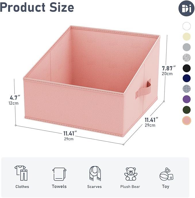 DIMJ Closet Storage Bins 10 Pack - Fabric Storage Baskets for Shelves, Collapsible Clothes Organizer with Handles, Trapezoid Shelf Organization Storage Cubes for Purse, Toys, Books, Towel, Clothes - Image 5