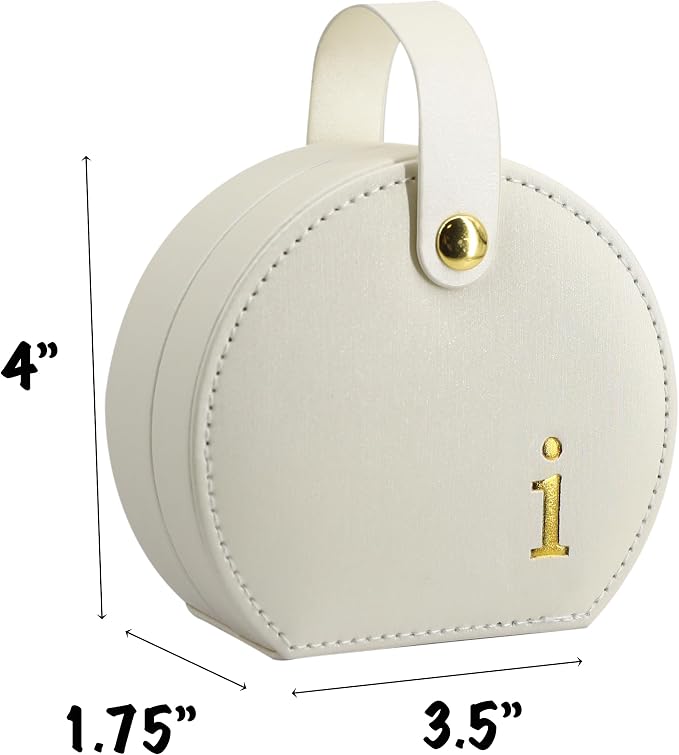 COLLECTIVE HOME - Travel Jewelry Case, Elegant Half-Moon Design with Gold Monogram, Detachable Handle, Personalized Accessory Organizer, Gift for Fashion-Forward Women and Teens (i) - Image 2