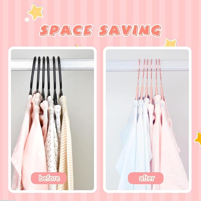 ManGotree Baby Velvet Hangers with 360° Swivel Rose Gold Hook, 11" Non-Slip Toddler Hanger, Ultra Thin Space Saving Infant Hangers for Kids Clothes, 15 Pack (Light Pink) - Image 5