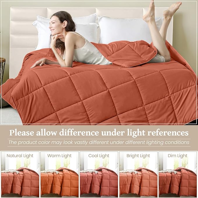 Homelike Moment Comforters Queen Size - Orange Duvet Insert Down Alternative Bed Queen Comforter, Lightweight Bedding Comforter Full Size Quilted Soft All Season Burnt Orange