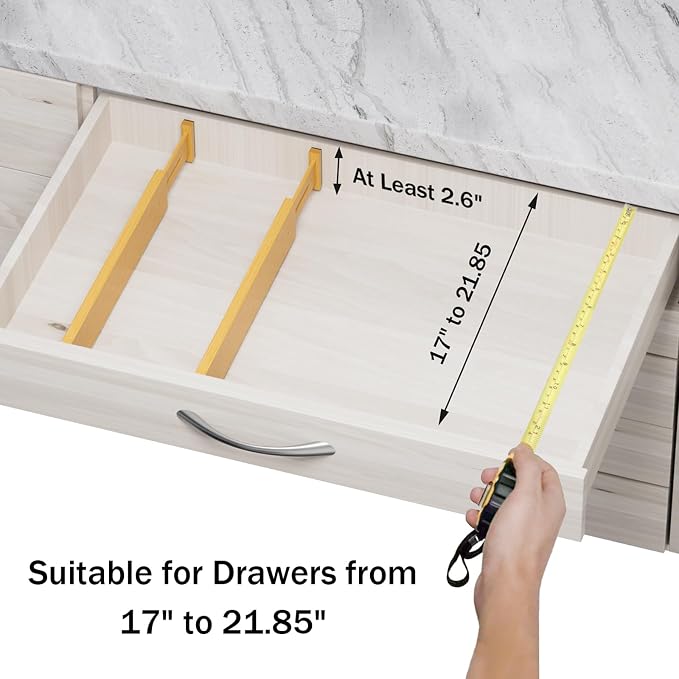 BAMBUROBA Bamboo Drawer Dividers, Adjustable Expandable Drawer Organization Separators - 17-22" for Bedroom, Bathroom, Dresser and Office - 8-Pack - Image 5