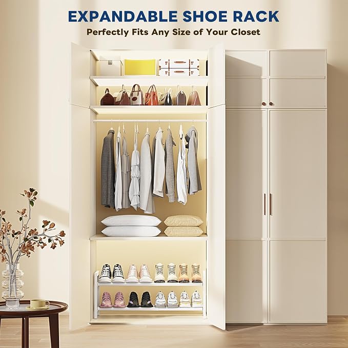 Mavivegue Expandable Shoe Rack, 2-Tier Adjustable Shoe Organizer, Shoe Shelf for Closet, Entryway, Front Door - Image 7