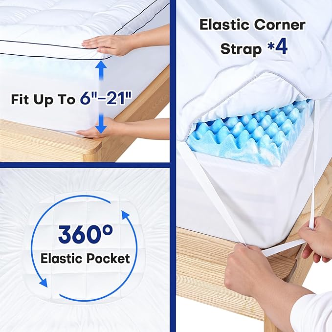Twin Dual Layer 4 Inch Memory Foam Mattress Topper, Relax Body, Relieve Pain and Aid Sleep - 2 Inch Fluffy Pillow Top Twin Mattress Topper and 2 Inch Cooling Gel Memory Foam, 2X Support