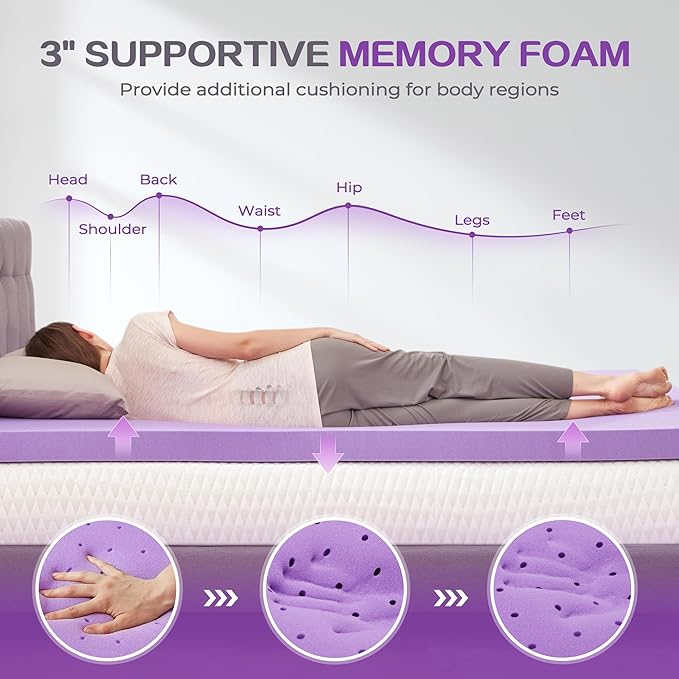SINWEEK Dual Layer 5 Inch Memory Foam Mattress Topper King Size, 3 Inch Gel Memory Foam Plus 2 Inch 1450 GSM Down Alternative Quilted Pillow Top Mattress Pad Cover, Dark Gray