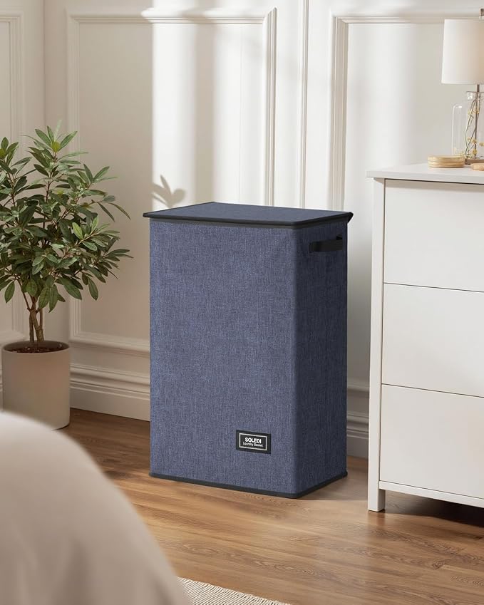 SOLEDI Laundry Hamper with Lid 90L Large & Tall Collapsible Laundry Basket, Clothes Hamper with Bag Removable Easy to Carry, Dirty Hampers for Bedroom, Bathroom, Dorm, College, Navy Blue - Image 7