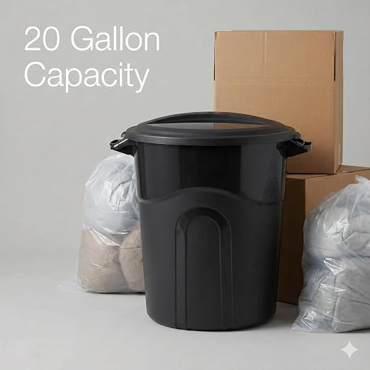 20 Gallon Heavy Duty Trash Can with Secure Click-Lock Lid – Durable All-Weather Plastic Garbage Bin for Outdoor Patio, Garage, Kitchen & Commercial Use – Black Utility Container - Image 8