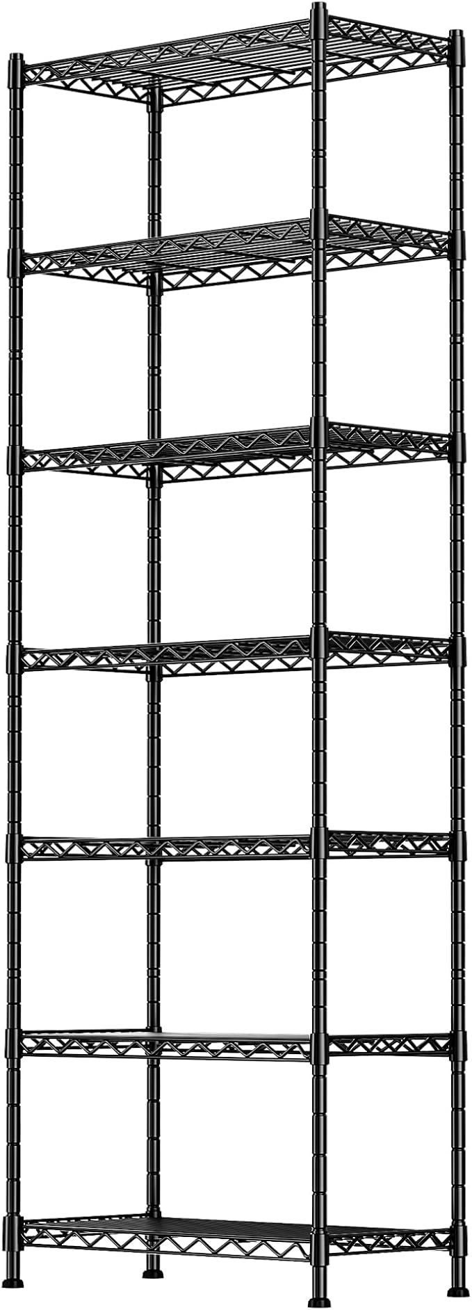 GIOTORENT 7-Wire Garage Shelving Storage Shelves, Kitchen Storage Adjustable Shelf, Metal Shelves 1400Lbs Capacity 24" W x 14" D x 71.6" H for Laundry Bathroom Pantry Closet, Black by GIOTORENT