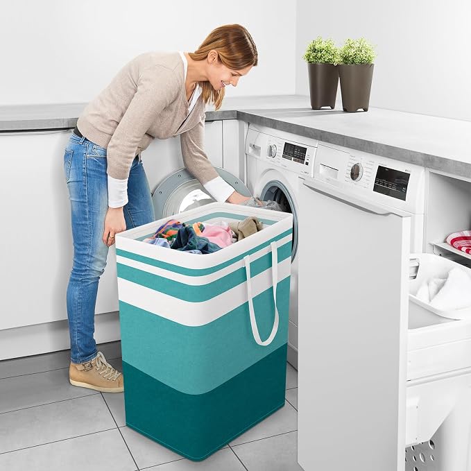 StorageRight Large Collapsible Laundry Basket Hamper with Easy Carry Handles，Freestanding Clothes Hampers for Laundry, Bedroom, Dorm, Towels, Toys, 125L, Green - Image 6