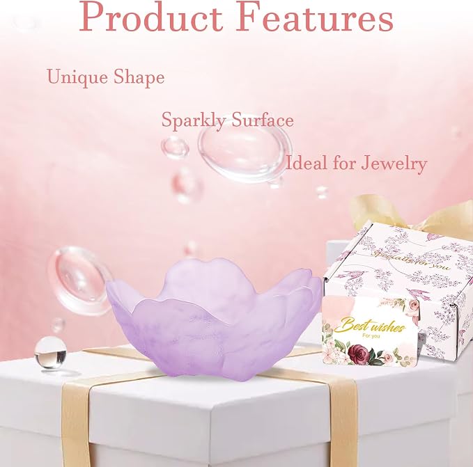 Gifts for Women Flower Jewelry Dish Ring Holder Jewelry Tray Vanity Organizer Room Decor Aesthetic Dorm Bathroom Decor Decorative Trinket Dish for Rings Earrings Necklaces Friendship Birthday Gifts - Image 8