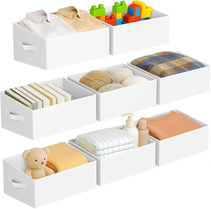 DIMJ Closet Storage Bins 8 Pack - Fabric Storage Baskets for Shelves, Large Clothes Organizers with Handles, Trapezoid Shelf Organization Storage Cubes for Purse, Toys, Books, Towel, Clothes by DiMJ