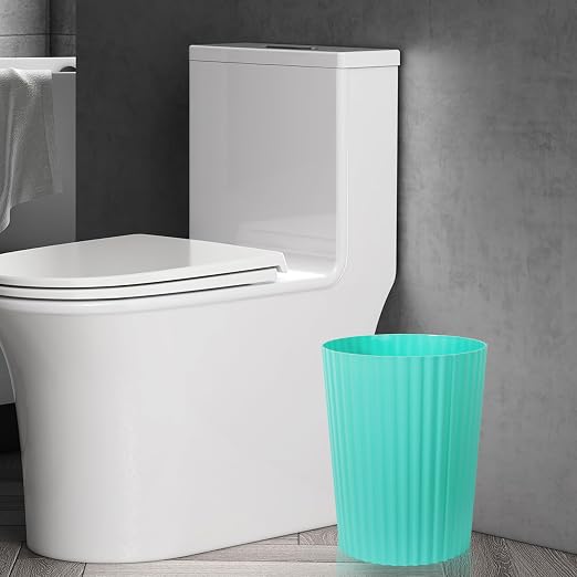 JiatuA Small Trash Can Plastic Wastebasket Round Garbage Container Bin for Bathroom, Kitchen, Bedroom, Home Office, College Dorm, Light Blue - Image 4