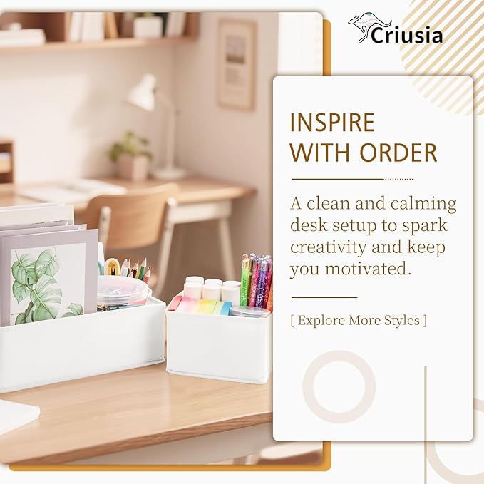 Criusia 15 Pack Drawer Organizer for Clothes, Foldable Dresser Dividers with 3 Sizes, Fabric Storage Bins – White - Image 3