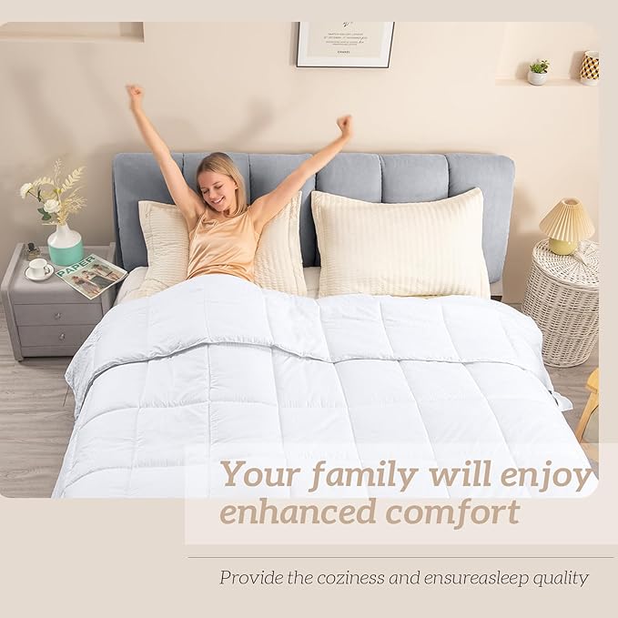 Homelike Moment Twin Comforter Duvet Insert - White Down Alternative Bed Comforter Twin Size, Lightweight Bedding Comforters Quilted Soft All Season with Coner Tabs White Square Embossed