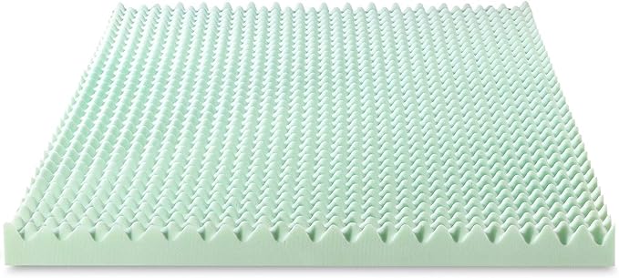 Best Price Mattress 4 Inch Egg Crate Memory Foam Mattress Topper with Calming Aloe Infusion, CertiPUR-US Certified, Short Queen