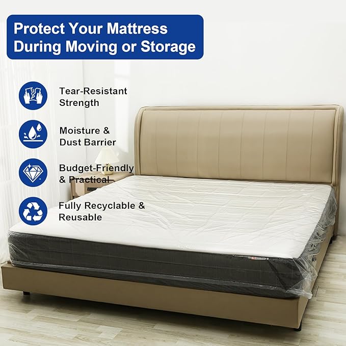 TopSoon Mattress Bag for Storage Mattress Disposal Bag King/Queen Size Clear