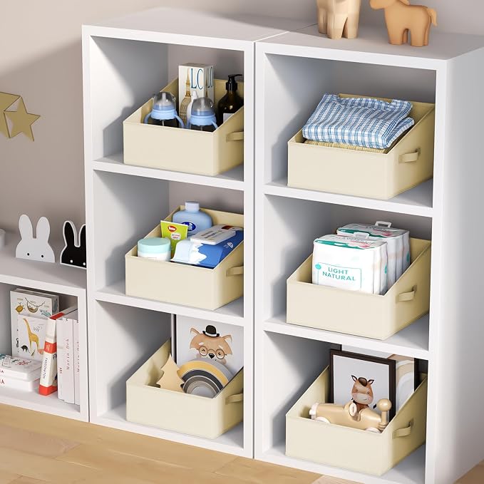 DIMJ Closet Storage Bins 8 Pack - Fabric Trapezoid Closet Organizer Bin, Foldable Storage Baskets for Shelves, Closet Shelf Organizer, Clothing Storage Box for Toys, Books, Towel, Clothes - Image 7