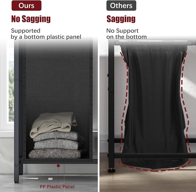 Laundry Hampers,Laundry Basket， Laundry Sorter with Top Shelf & Removable Washable Bags & Side Pockets for Laundry Room organization, Bathroom and Dorm, Rustic Brown and Black - Image 7