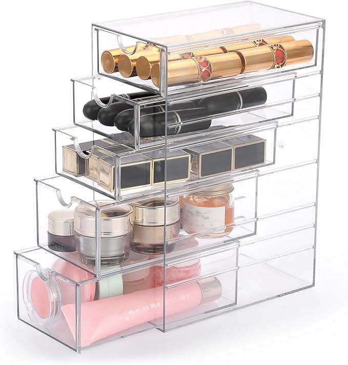 Hipiwe 5-Drawers Plastic Storage Organizer, Clear Hair Accessories Organizer with Large Capacity for Bathroom, Dresser, Cosmetic Hair Tie Container for Girls Women - Image 8