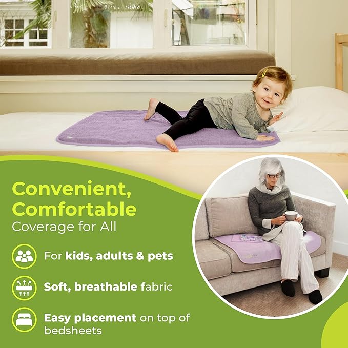 PeapodMats Bedwetting & Incontinence Waterproof Bed Mat - Reusable Underpad. Secure Placement & Breathable. Washable. Enviro Friendly 3x3 (Mauve) Mattress Protector & Pee Pad for Kids & Adults