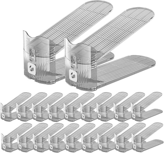 CiBiZi Clear Shoe Slots Organizers 20Pack Shoe Stacker Organizer for Closet Shoe Stackers for a Pair of Shoes Shoe Display Shelf Organizador de Zapatos Shoe Rack Holders Space Saver (Grey) by CiBiZiUS
