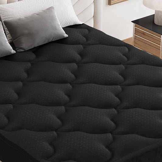 Belffin Pillow Top Mattress Topper California King Size, Mattress Pad Cover with 8-21 Inch Deep Pocket, Bed Mattress Protector for Back Pain Relief Soft Overfilled Down Alternative Filling, Black